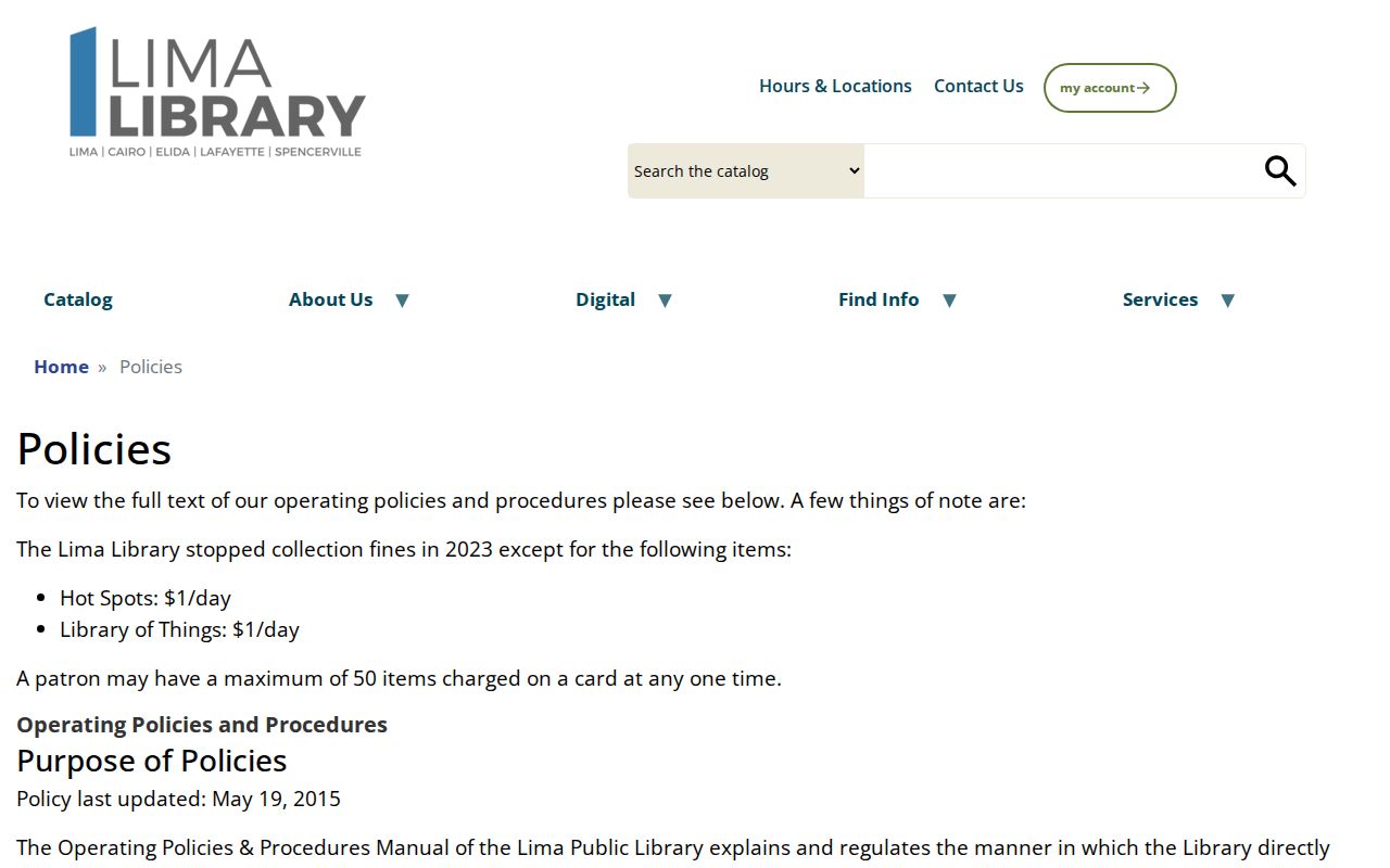 Lima city directory research policy page
