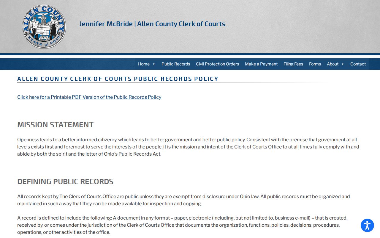 Lima neighbors research through Allen County Clerk public records policy