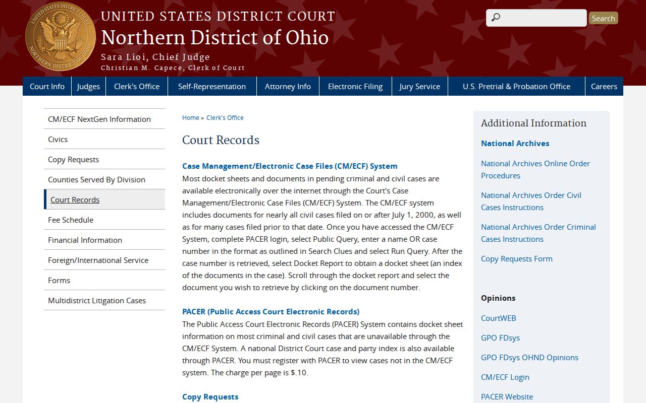 Lima resident lookup through Northern District of Ohio court records
