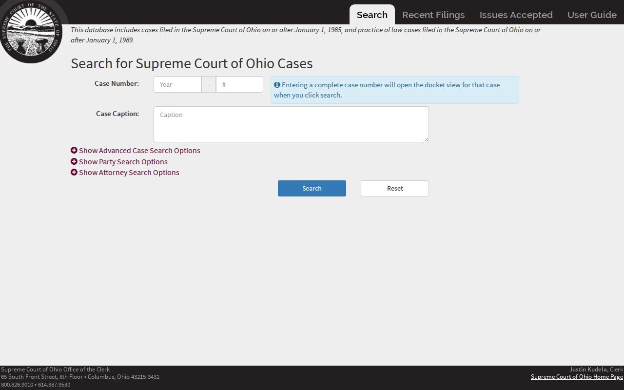 Lima resident lookup using Ohio Supreme Court eCase records